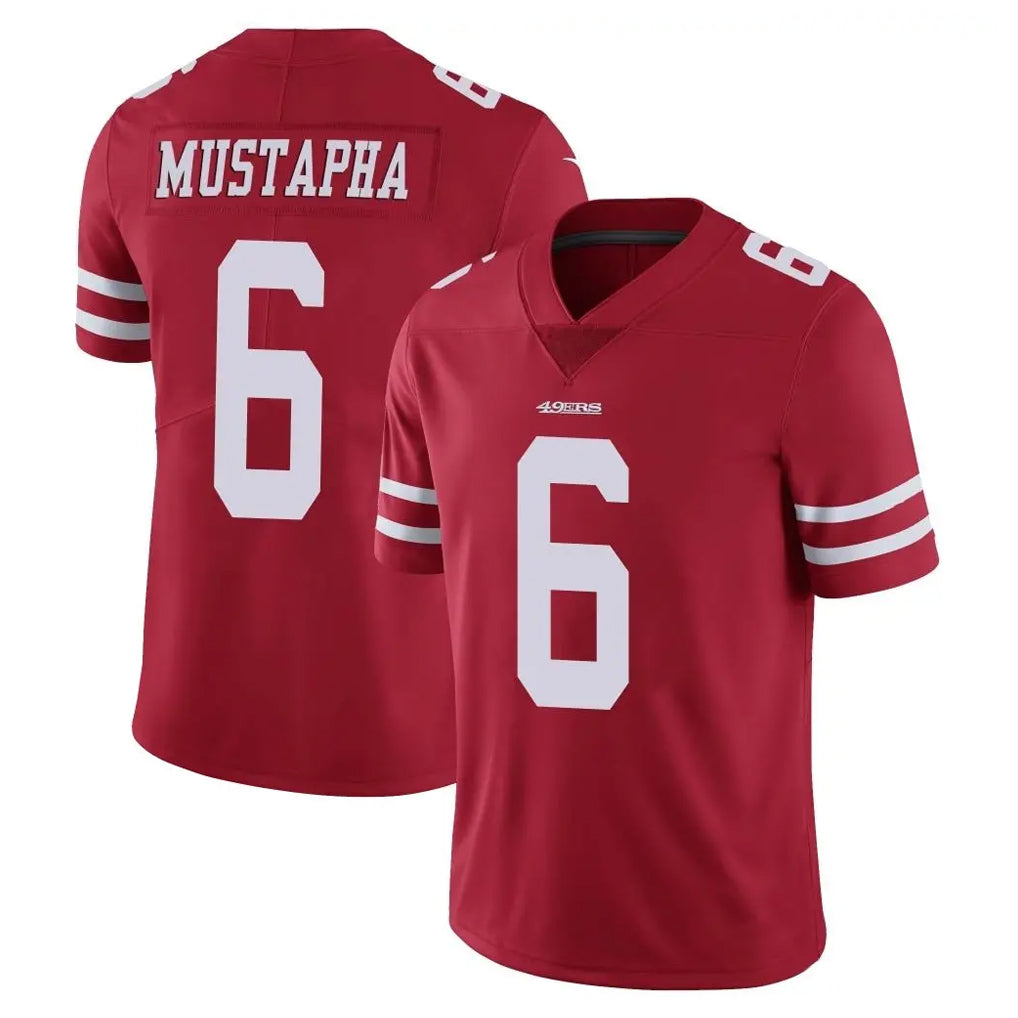 SF.49ers #6 Malik Mustapha Player Red Limited Vapor Untouchable Home Game PETTCS Stitched Jerseys