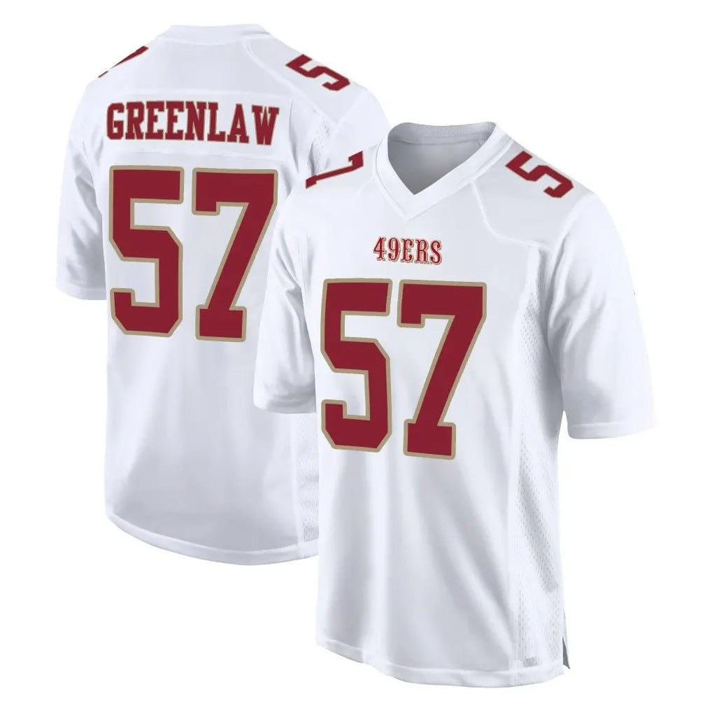 SF.49ers #57 Dre Greenlaw Player White Fashion Home Game PETTCS Stitched Jerseys