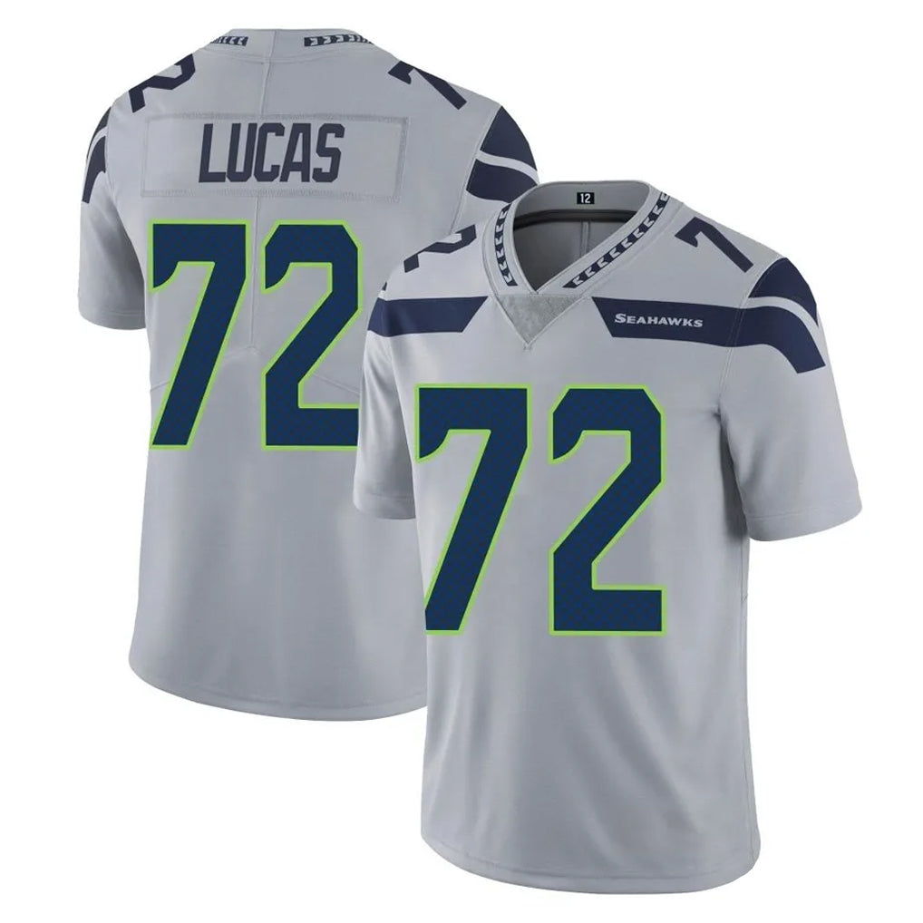 S.Seahawks #72 Abraham Lucas Player Gray Limited Vapor Untouchable Home Game PETTCS Stitched Jerseys