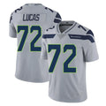 S.Seahawks #72 Abraham Lucas Player Gray Limited Vapor Untouchable Home Game PETTCS Stitched Jerseys