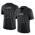 S.Seahawks #20 Julian Love Player Black Limited Reflective Home Game PETTCS Stitched Jerseys