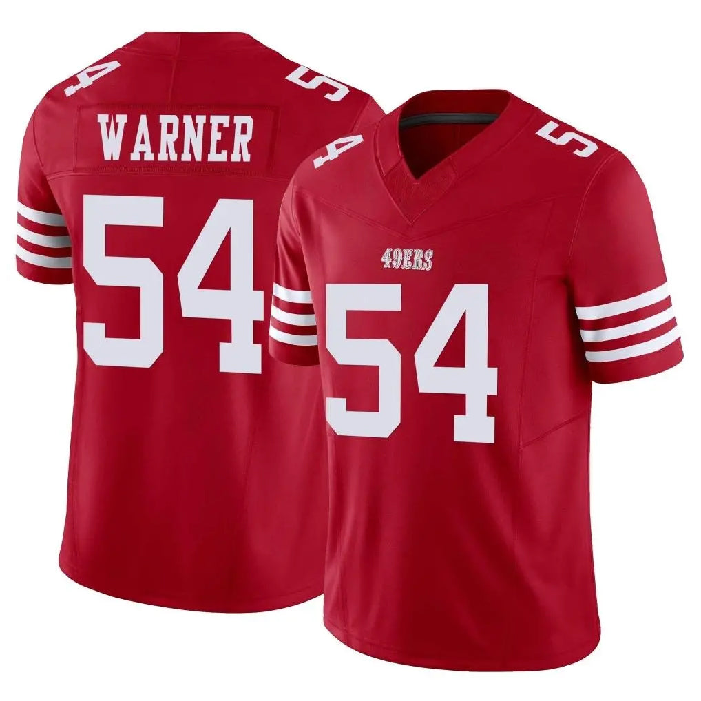 SF.49ers #54 Fred Warner Player Red Limited Vapor F.U.S.E. Home Game PETTCS Stitched Jerseys