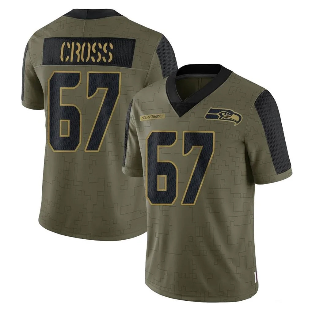 S.Seahawks #67 Charles Cross Player Olive Salute To Service Limited Game PETTCS Stitched Jerseys