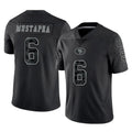 SF.49ers #6 Malik Mustapha Player Black Limited Reflective Home Game PETTCS Stitched Jerseys