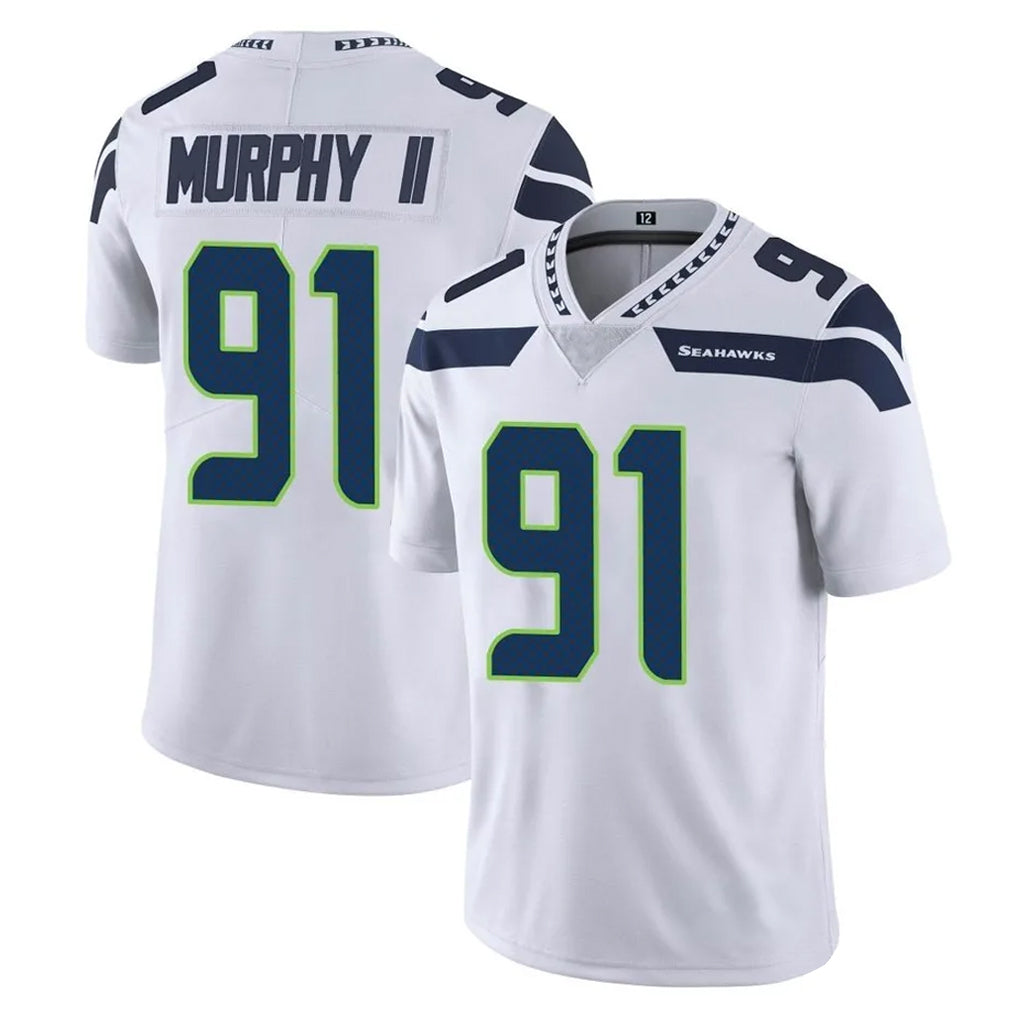 S.Seahawks #91 Byron Murphy II Player White Limited Vapor Untouchable Home Game PETTCS Stitched Jerseys
