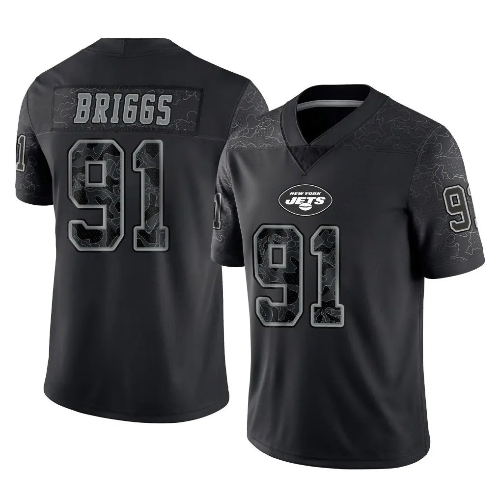 NY.Jets #91 Jowon Briggs Player Stealth Black Limited Reflective Home Game Ddoa Stitched Jerseys