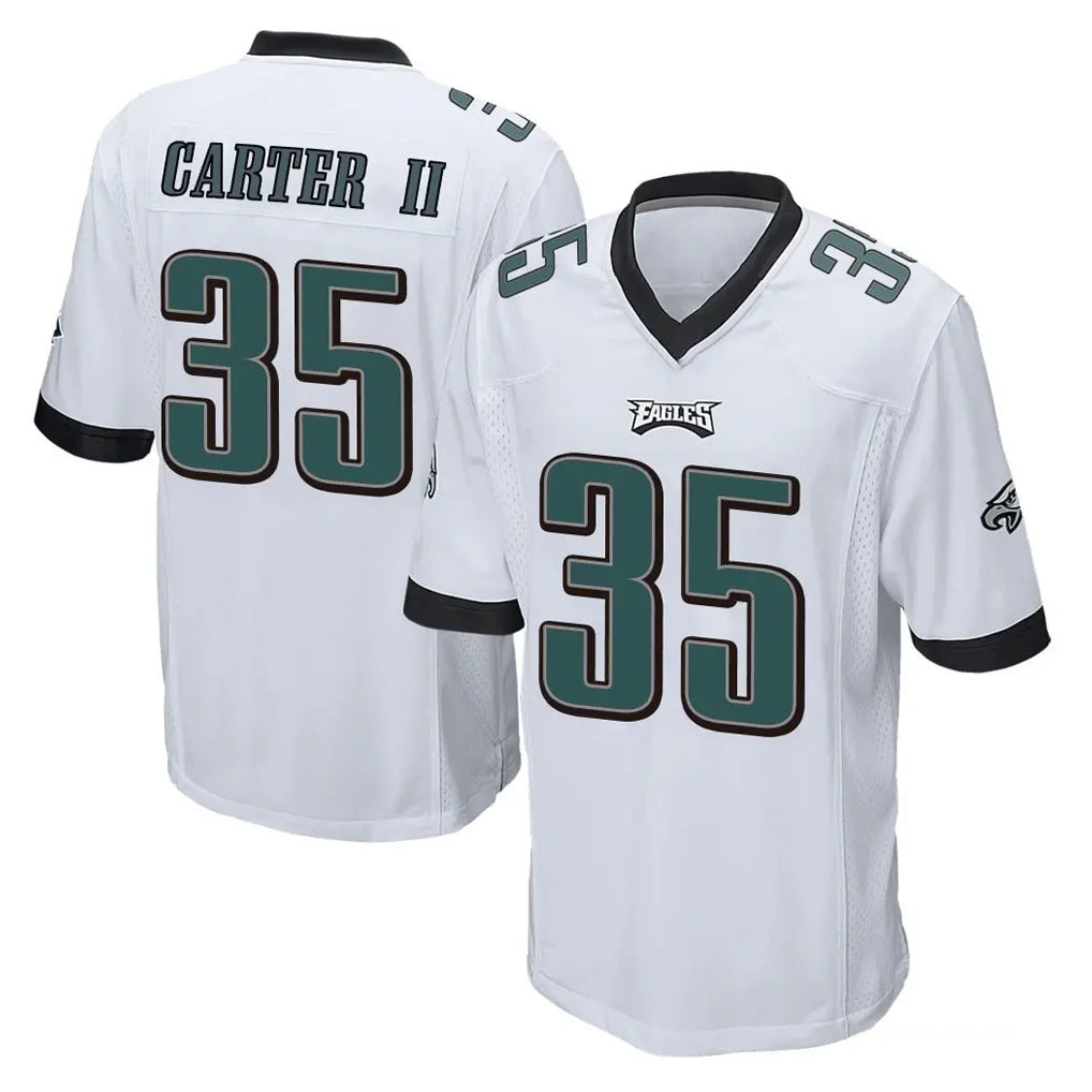 P.Eagles #35 Michael Carter II Player White Home Game PETTCS Stitched Jerseys
