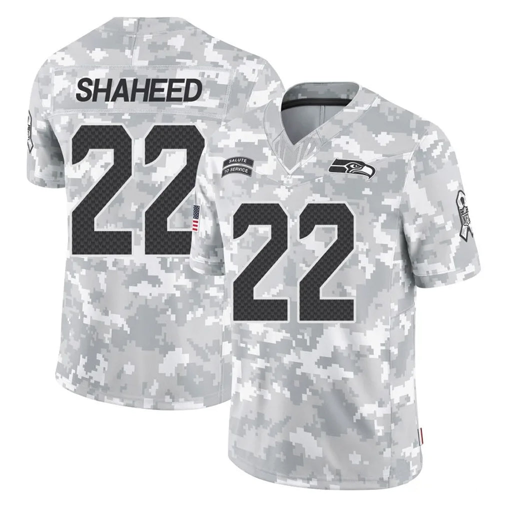 S.Seahawks #22 Rashid Shaheed Player Arctic Camo Limited Salute To Service Home Game PETTCS Stitched Jerseys