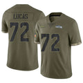 S.Seahawks #72 Abraham Lucas Player Olive Limited Salute To Service Home Game PETTCS Stitched Jerseys
