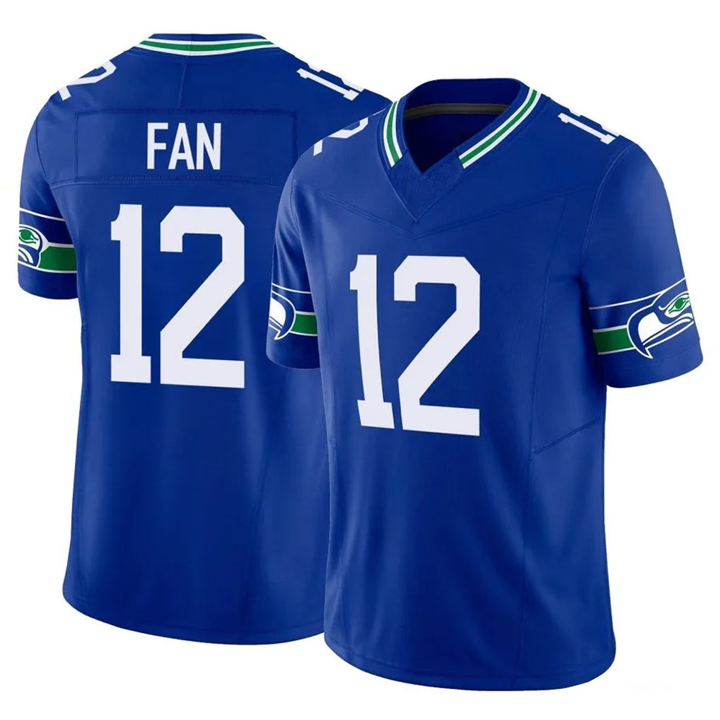 S.Seahawks #12 12th Fan Player Royal Limited Throwback Vapor F.U.S.E. Home Game PETTCS Stitched Jerseys
