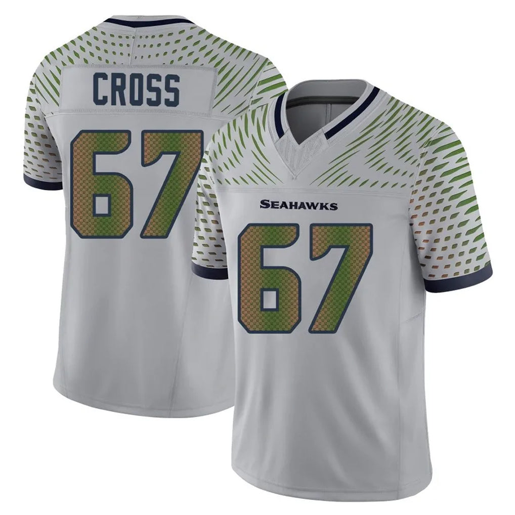 S.Seahawks #67 Charles Cross Player Grey Limited 2025 Rivalries Collection Home Game PETTCS Stitched Jerseys