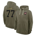 SF.49ers #77 Dominick Puni Player Olive Salute to Service Pullover Hoodies Limited PETTCS Stitched Jerseys