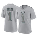 P.Eagles #1 Jalen Hurts Player Gray Atmosphere Fashion Home Game PETTCS Stitched Jerseys