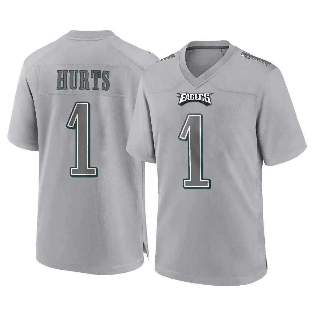 P.Eagles #1 Jalen Hurts Player Gray Atmosphere Fashion Home Game PETTCS Stitched Jerseys