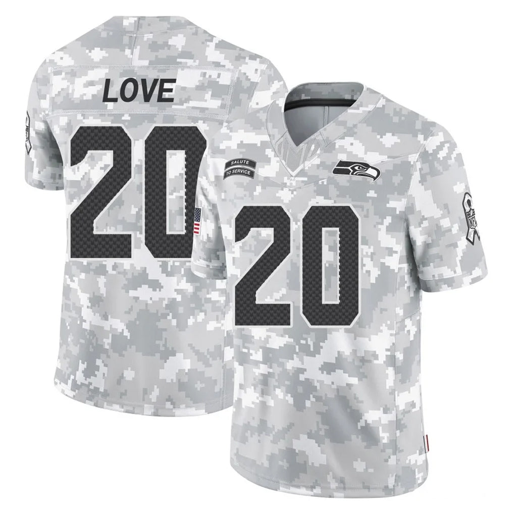 S.Seahawks #20 Julian Love Player Arctic Camo Limited Salute To Service Home Game PETTCS Stitched Jerseys