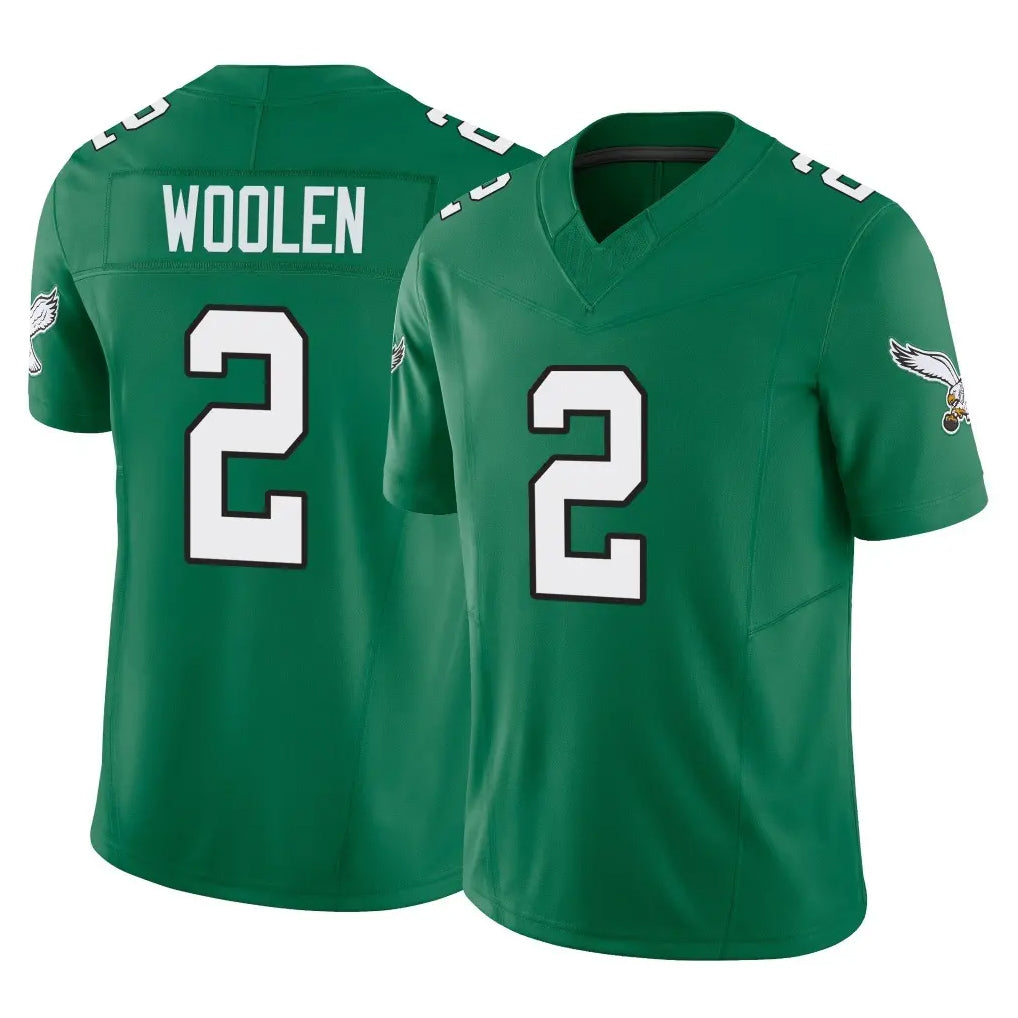 P.Eagles #2 Riq Woolen Player Green Kelly Alternate Vapor F.U.S.E. Home Game PETTCS Stitched Jerseys