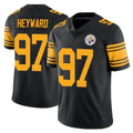 P.Steelers #97 Cameron Heyward Player Black Limited Color Rush Home Game PETTCS Stitched Jerseys