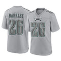 P.Eagles #26 Saquon Barkley Player Gray Atmosphere Fashion Home Game PETTCS Stitched Jerseys