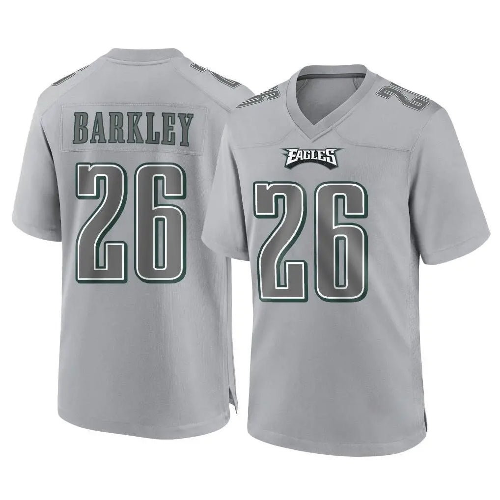 P.Eagles #26 Saquon Barkley Player Gray Atmosphere Fashion Home Game PETTCS Stitched Jerseys