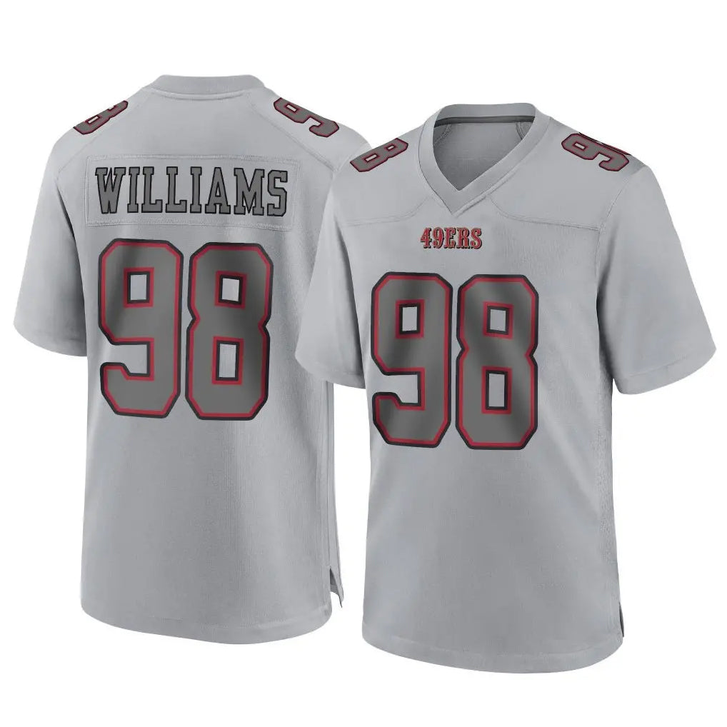 SF.49ers #98 Mykel Williams Player Gray Atmosphere Fashion Home Game PETTCS Stitched Jerseys
