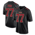 SF.49ers #77 Dominick Puni Player Black Fashion Home Game PETTCS Stitched Jerseys