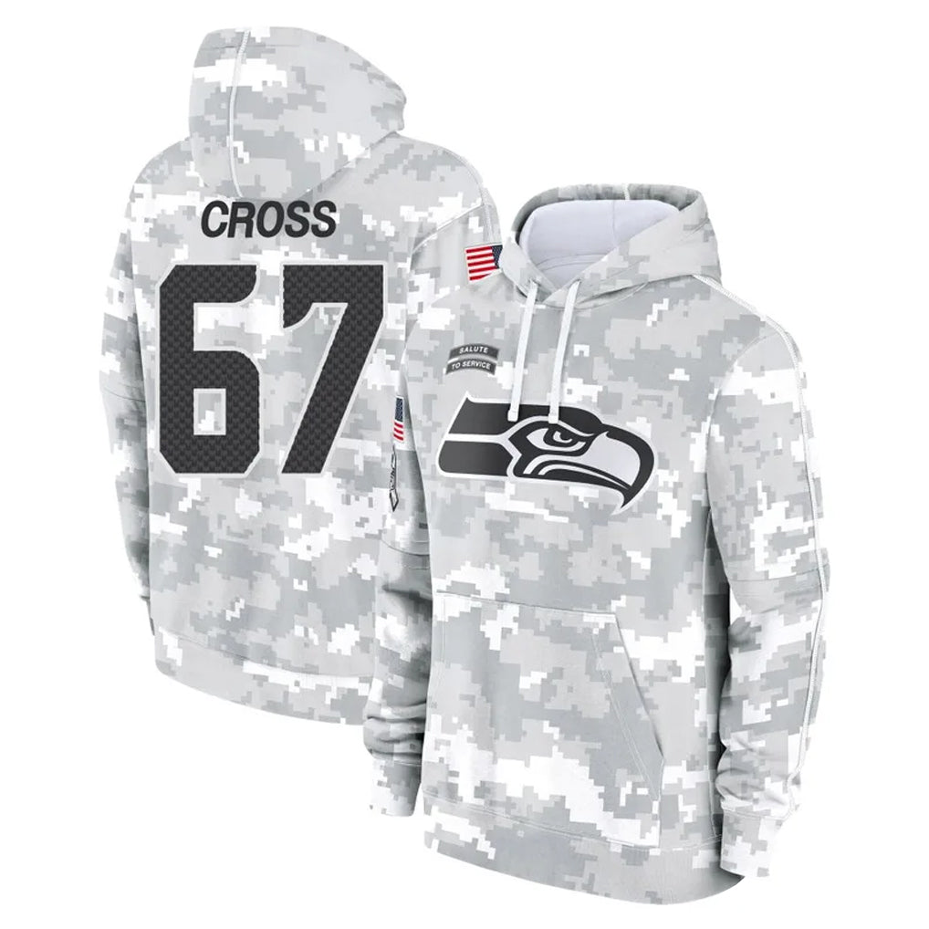 S.Seahawks #67 Charles Cross Player Arctic Camo Limited Salute to Service Pullover Hoodies Game PETTCS Stitched Jerseys