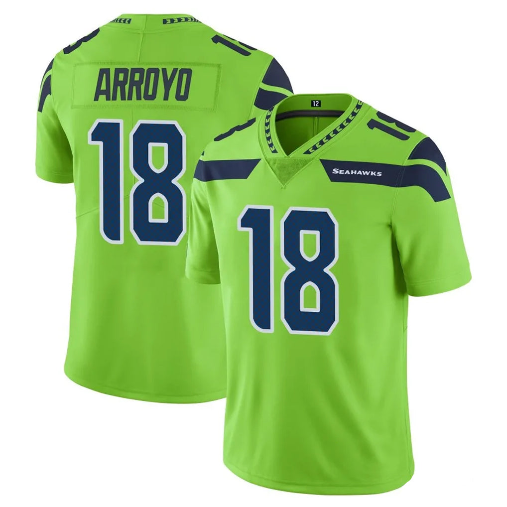 S.Seahawks #18 Elijah Arroyo Player Green Limited Color Rush Home Game PETTCS Stitched Jerseys