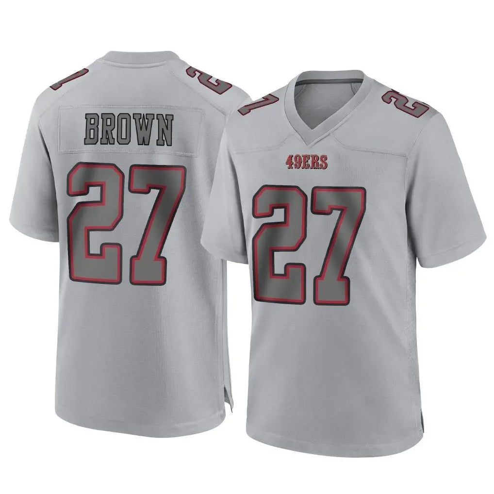 SF.49ers #27 Ji'Ayir Brown Player Gray Atmosphere Fashion Home Game PETTCS Stitched Jerseys