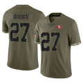 SF.49ers #27 Ji'Ayir Brown Player Olive Limited Salute To Service Home Game PETTCS Stitched Jerseys