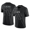 S.Seahawks #72 Abraham Lucas Player Black Limited Reflective Home Game PETTCS Stitched Jerseys