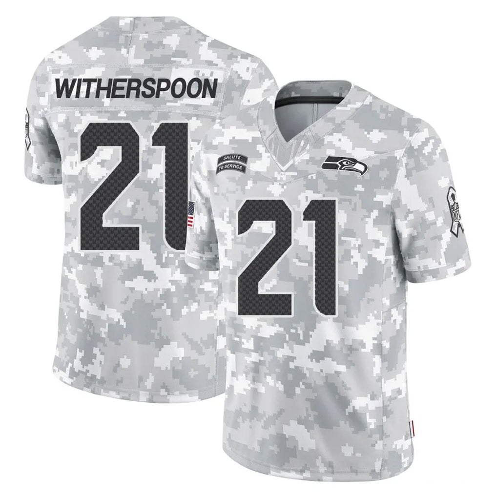 S.Seahawks #21 Devon Witherspoon Player Arctic Camo Limited Salute To Service Home Game PETTCS Stitched Jerseys