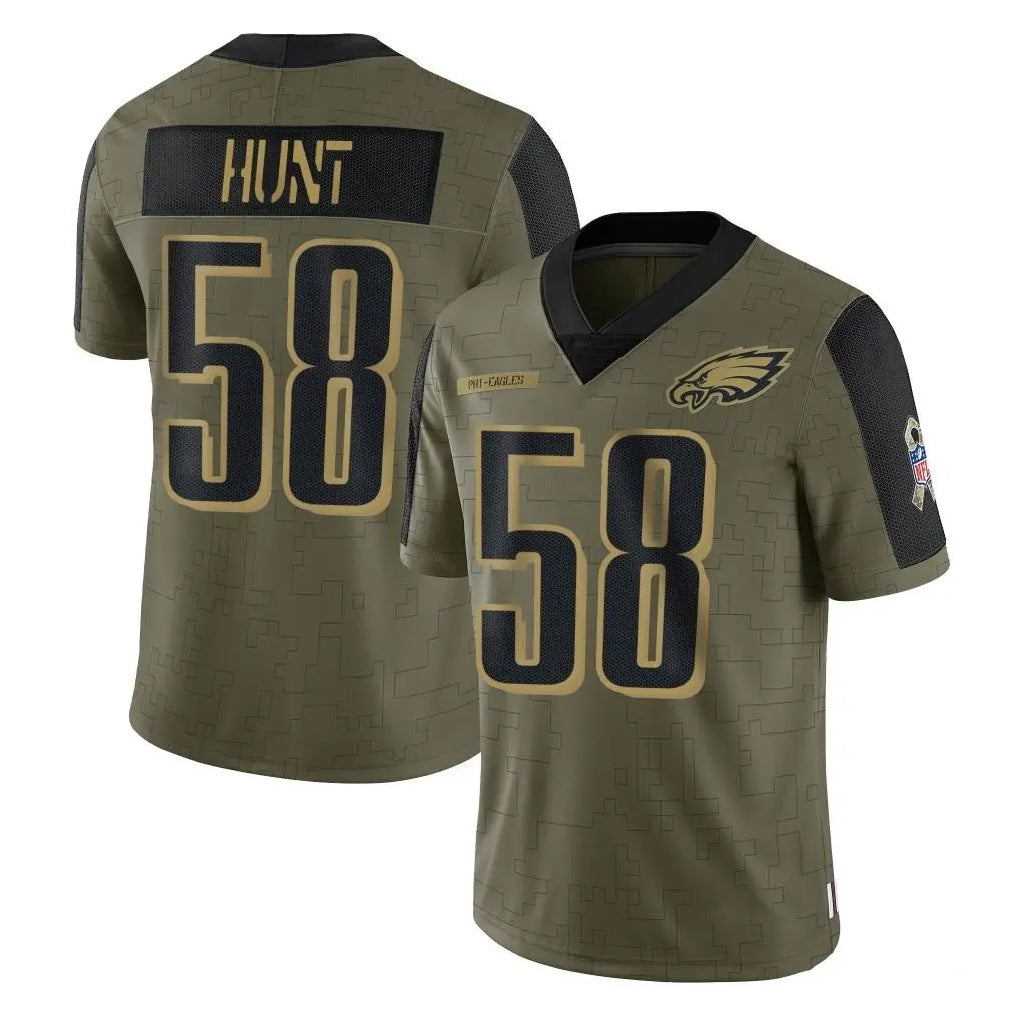 P.Eagles #58 Jalyx Hunt Player Olive Salute To Service Limited Game PETTCS Stitched Jerseys