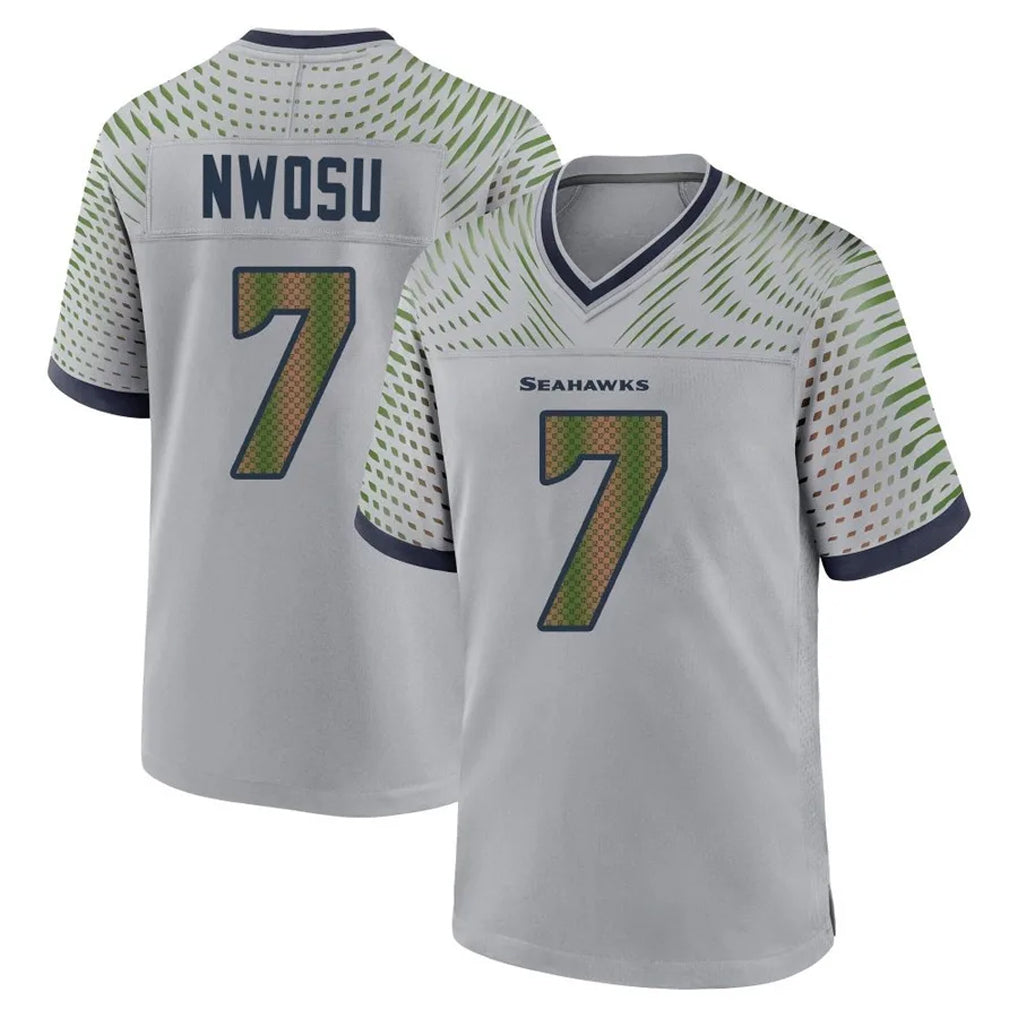 S.Seahawks #7 Uchenna Nwosu Player Grey 2025 Rivalries Collection Home Game PETTCS Stitched Jerseys