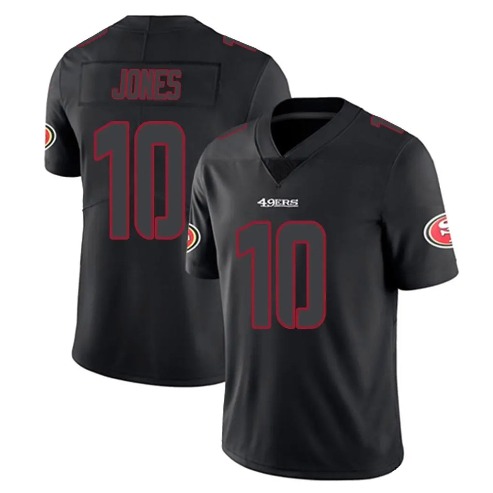 SF.49ers #10 Mac Jones Player Black Impact Limited Home Game PETTCS Stitched Jerseys