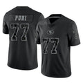SF.49ers #77 Dominick Puni Player Black Limited Reflective Home Game PETTCS Stitched Jerseys