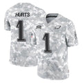 P.Eagles #1 Jalen Hurts Player Arctic Camo Salute to Service Limited Game PETTCS Stitched Jerseys