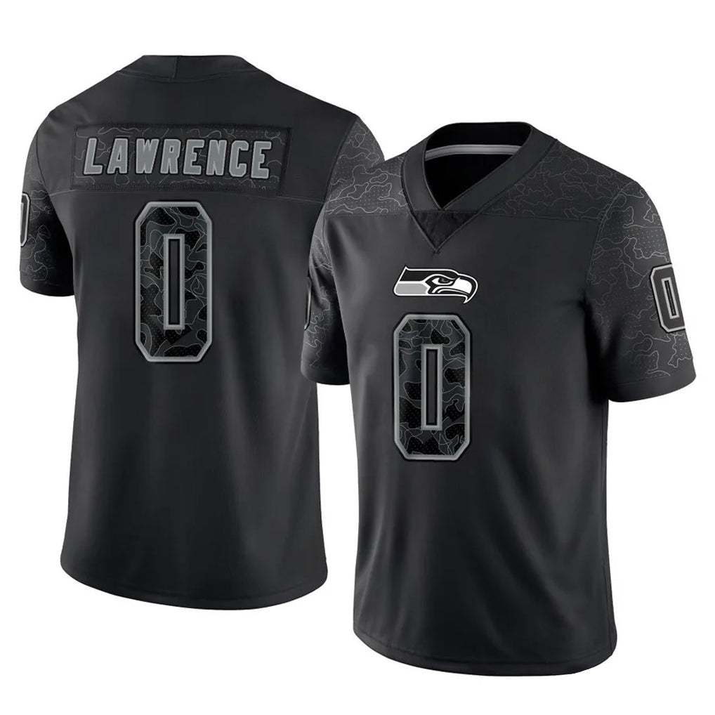 S.Seahawks #0 DeMarcus Lawrence Player Black Limited Reflective Home Game PETTCS Stitched Jerseys