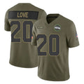 S.Seahawks #20 Julian Love Player Olive 2025 Salute To Service Limited Home Game PETTCS Stitched Jerseys