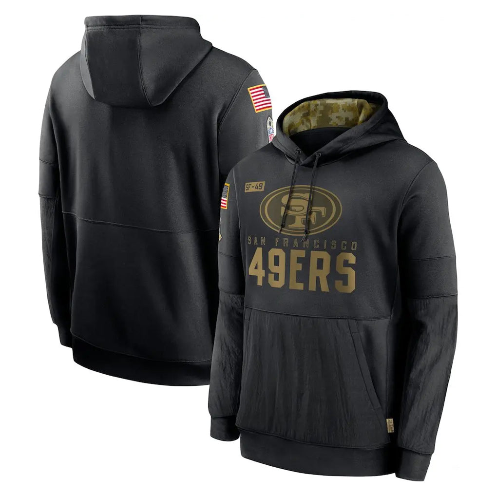 SF.49ers ## 49ers Blank Player Black Salute to Service Sideline Performance Pullover Hoodies Home Game PETTCS Stitched Jerseys