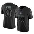 P.Steelers #90 T.J. Watt Player Black Reflective Limited Home Game PETTCS Stitched Jerseys
