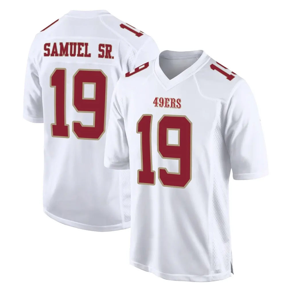 SF.49ers #19 Deebo Samuel Sr. Player White Fashion Home Game PETTCS Stitched Jerseys