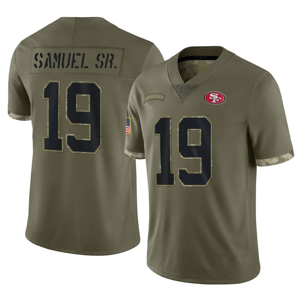 SF.49ers #19 Deebo Samuel Sr. Player Olive Limited Salute To Service Home Game PETTCS Stitched Jerseys
