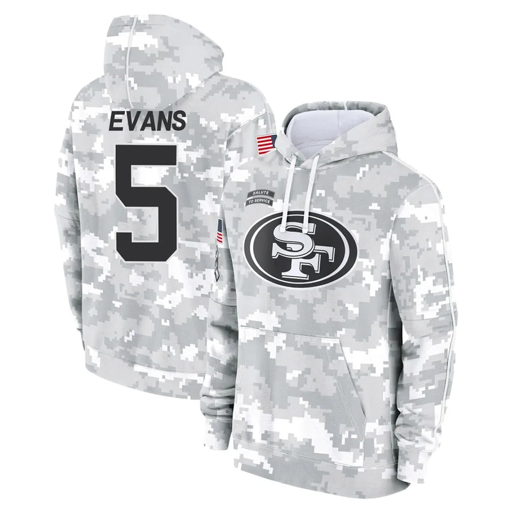 SF.49ers #5 Mike Evans Player Arctic Camo Limited Salute to Service Pullover Hoodies Game PETTCS Stitched Jerseys