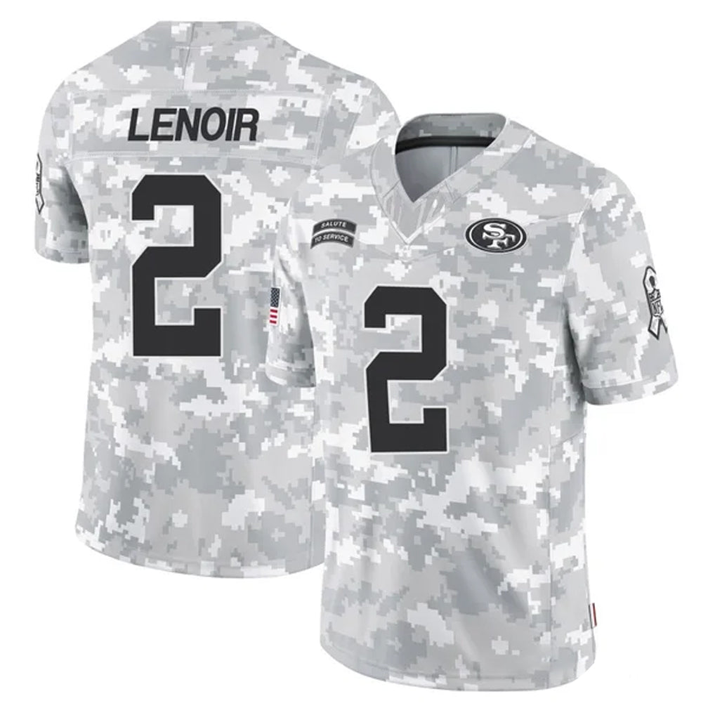 SF.49ers #2 Deommodore Lenoir Player Arctic Camo Limited Salute To Service Home Game PETTCS Stitched Jerseys