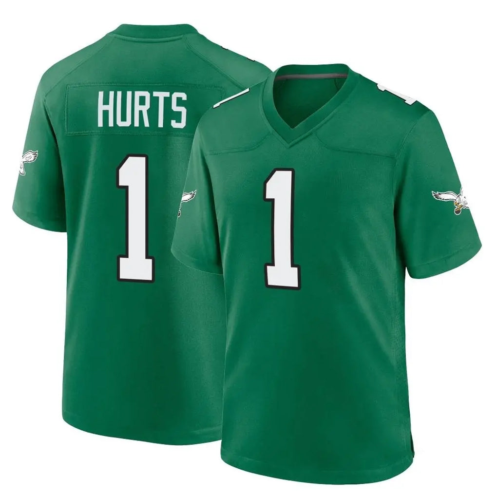 P.Eagles #1 Jalen Hurts Player Green Kelly Alternate Home Game PETTCS Stitched Jerseys