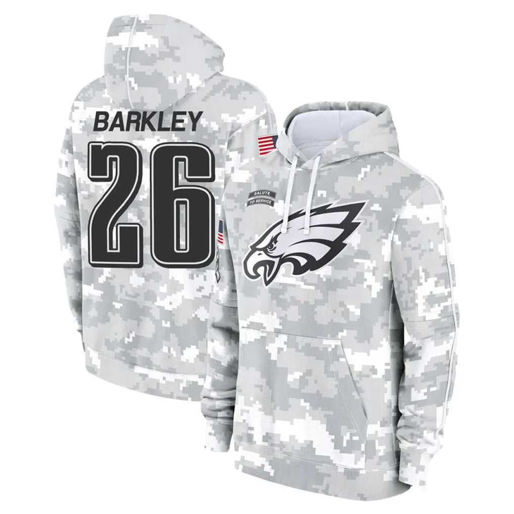 P.Eagles #26 Saquon Barkley Player Arctic Camo Salute to Service Pullover Hoodies Limited Game PETTCS Stitched Jerseys