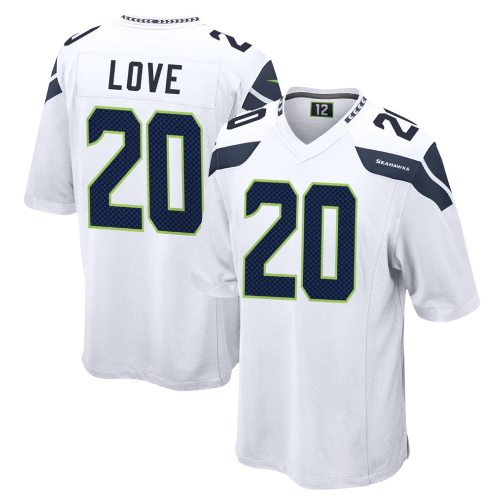 S.Seahawks #20 Julian Love Player White Home Game PETTCS Stitched Jerseys