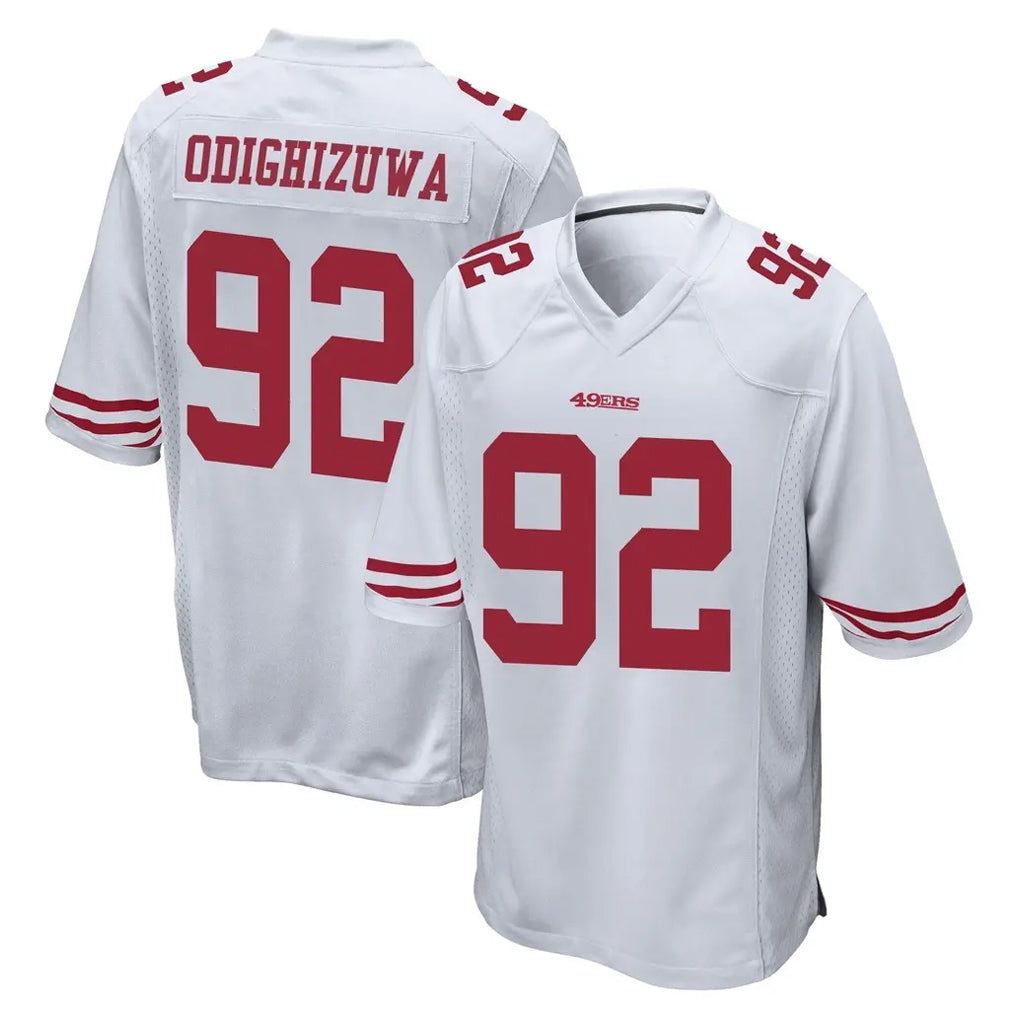 SF.49ers #92 Osa Odighizuwa Player White Home Game PETTCS Stitched Jerseys