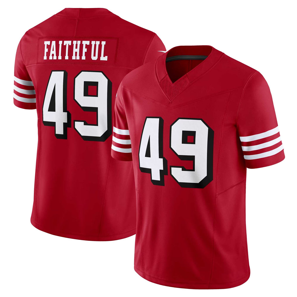 SF.49ers #49 The Faithful Player Red Limited Alternate Vapor F.U.S.E. Home Game PETTCS Stitched Jerseys