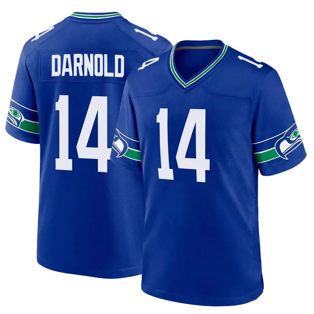 S.Seahawks #14 Sam Darnold Player Royal Throwback Home Game PETTCS Stitched Jerseys